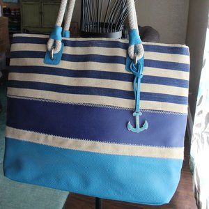 Nine West Paige Nautical Striped Tote Shoulder Bag